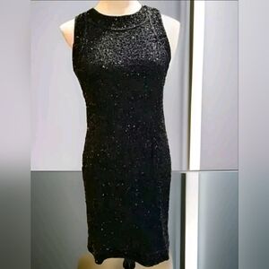 Krishma beaded black sleeveless dress Medium D9016